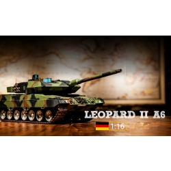 Czołg zdalnie sterowany ASG/dźwięk/dym 1:16 German Leopard II A6 RTR 2.4Ghz - Heng Long 3889-1U